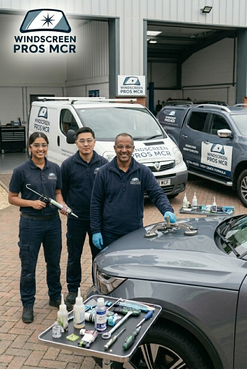 Windscreen Pros Mcr team in the workshop